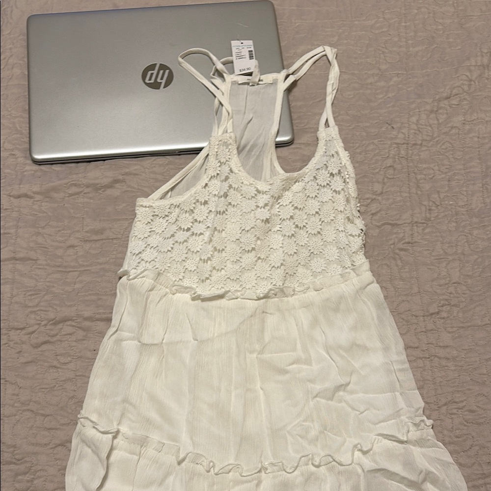 White Lace and Ruffle Dress